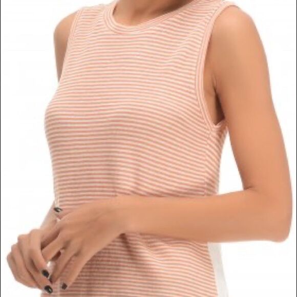 ZARA Sleeveless Striped High Low Tank Top Peach Cream S - Picture 10 of 10